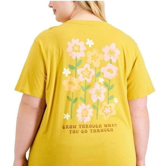 Rebellious One Trendy Plus Size Floral Graphic T-Shirt, flowers 💐 3X - Picture 7 of 8